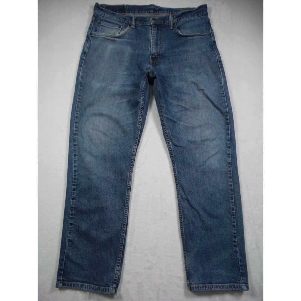 Levis 505 Mens Jeans 32 x 30 Blue Denim Straight Leg Regular Fit Stretch
